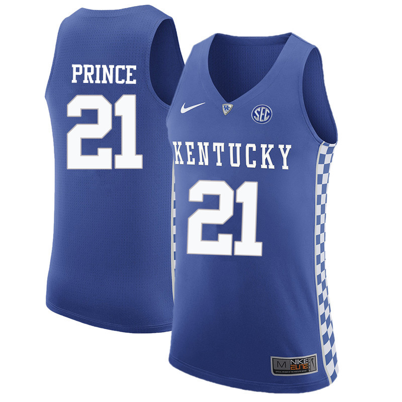 Men Kentucky Wildcats #21 Tayshaun Prince College Basketball Jerseys-Blue - Click Image to Close